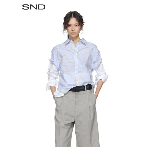 SNDSS25分层结构条纹衬衫女款