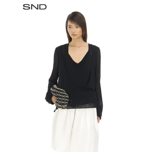 SNDSS26假两件U领长袖上衣