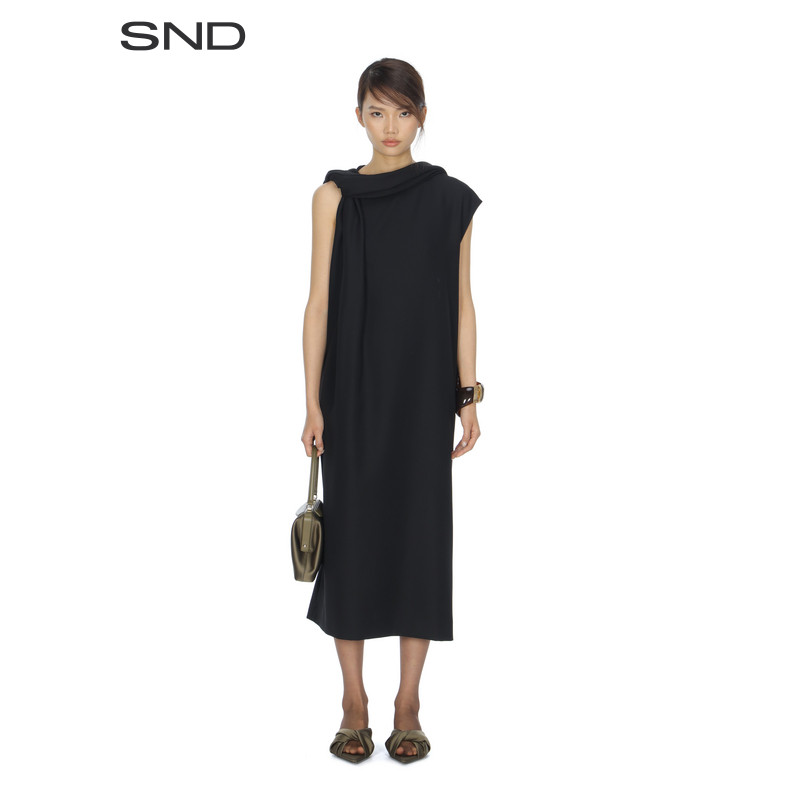 【CARVEN 设计师品牌】SND PS26 粒面围巾式连衣裙女款