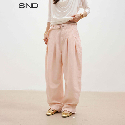 SNDPS26水洗打褶牛仔裤女款