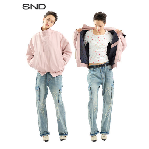 SNDAW25水洗字母工装牛仔裤