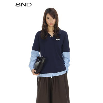 SNDSS26假两件长袖POLO衫
