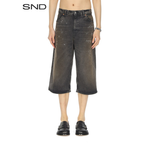 SNDSS26做旧斜纹牛仔短裤男款