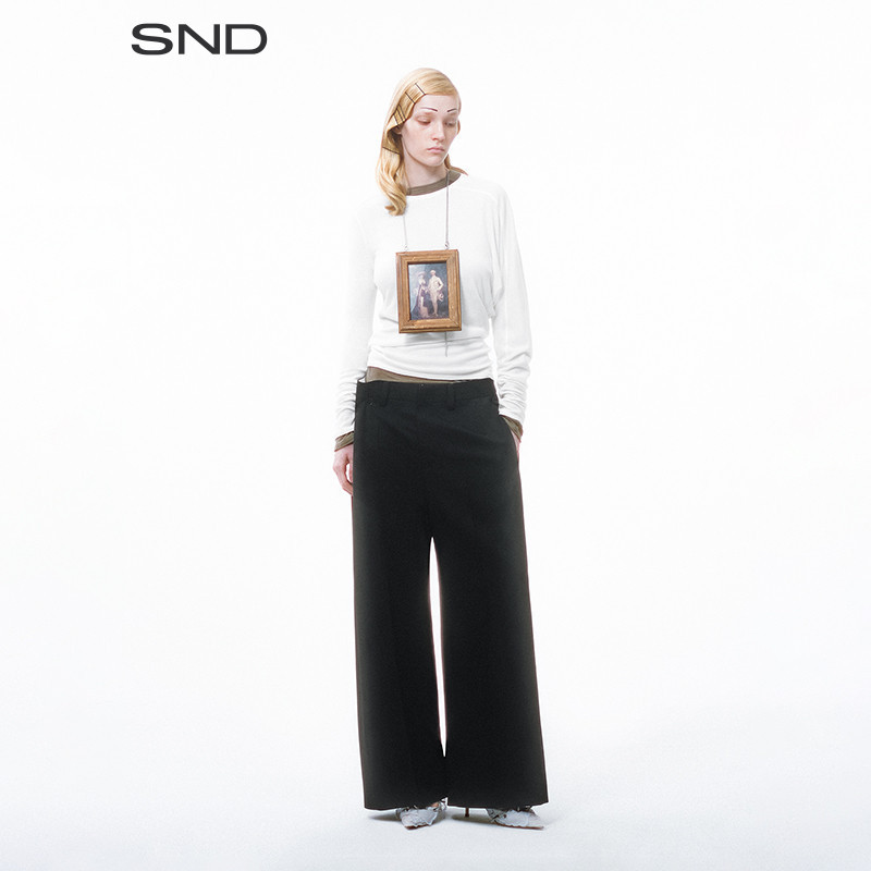 AW25多造型系扣阔腿西裤女款图片
