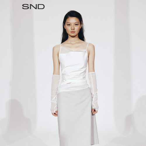 SNDAW26不规则拼纱吊带女款