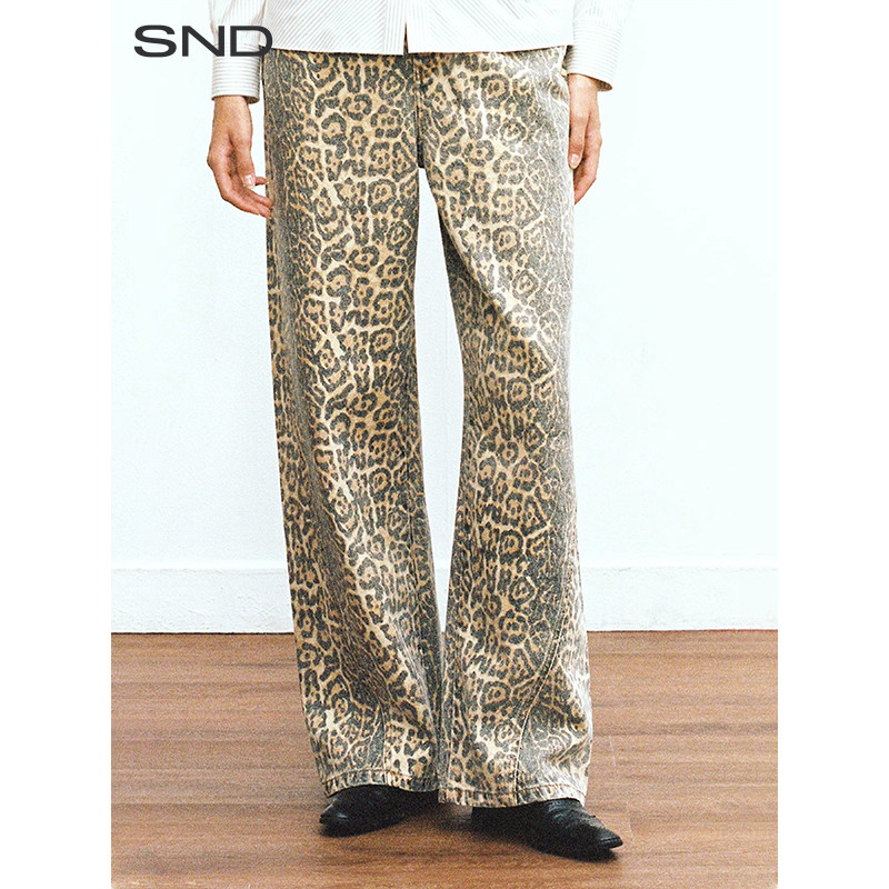 SNDAW23水洗做旧阔腿牛仔长裤图片