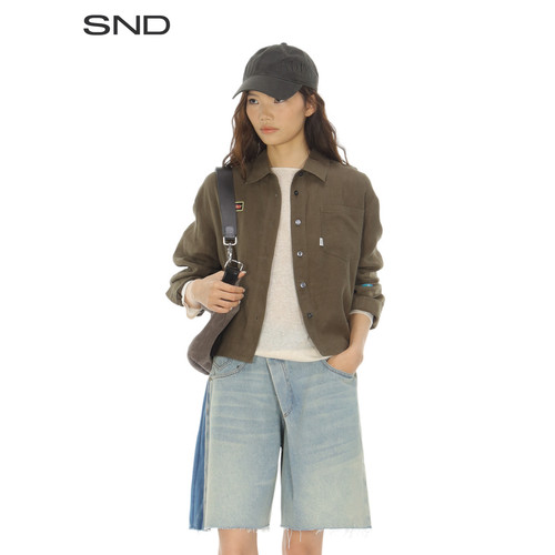 SNDSS26徽章水洗短衬衫女款