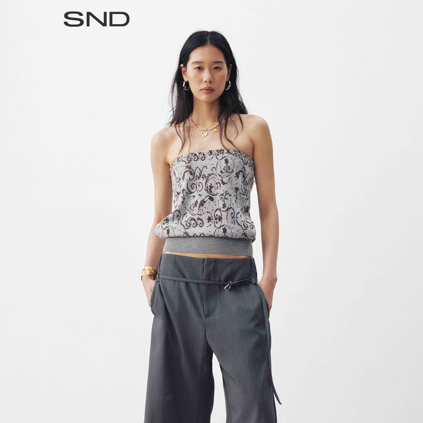 SNDSS26窗花碎石提花抹胸图片