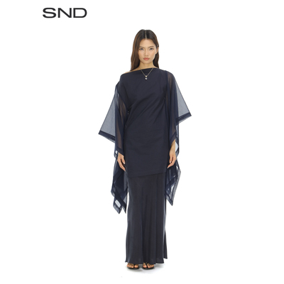 SNDSS26拼接半透袖子连衣裙
