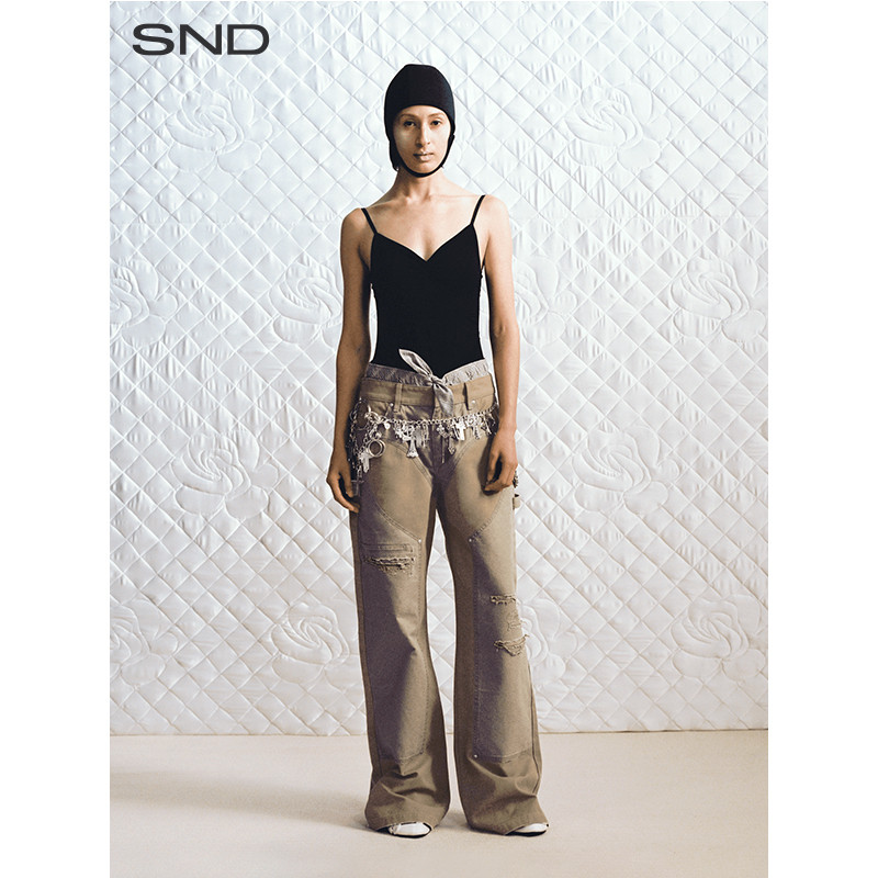 【TRINITE 设计师品牌】SND SS25 心型拼接磨破伐木多口袋工装裤