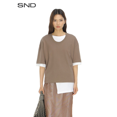 SNDSS26前叠层绣标T恤女款