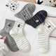 卡通刺绣袜子女中筒袜ins潮春秋季 纯棉日系条纹运动学院风短袜男