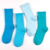 蓝色袜子女中筒袜湖蓝纯色韩国ins潮宝蓝春秋纯棉长袜秋冬堆堆袜