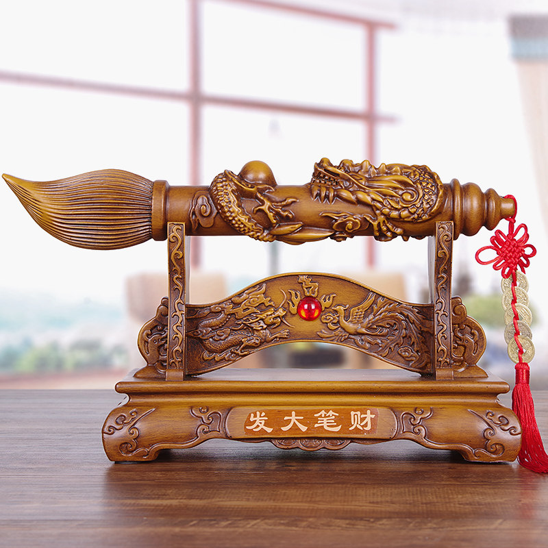 实木雕文昌笔摆件招财家居金榜题名学生书桌店铺办公室桌面装饰品