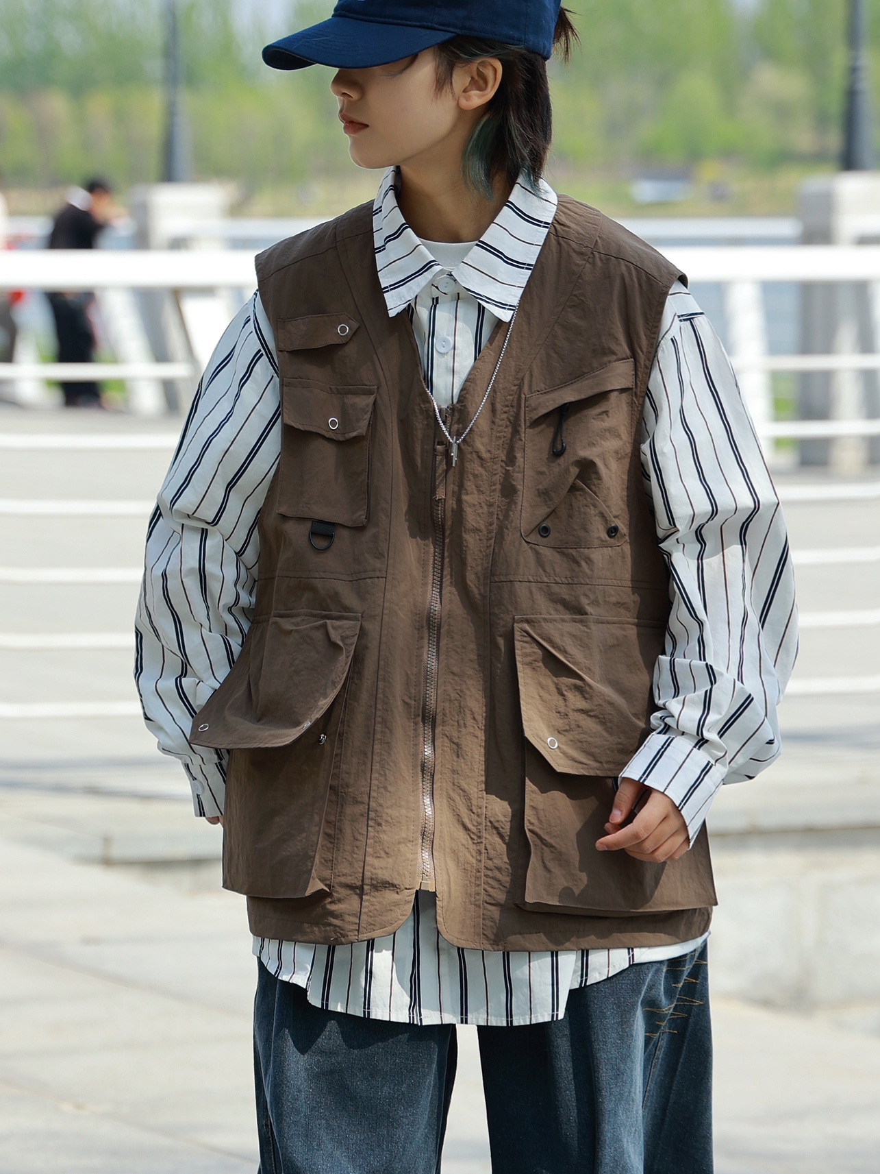 日系复古无袖宽松马甲