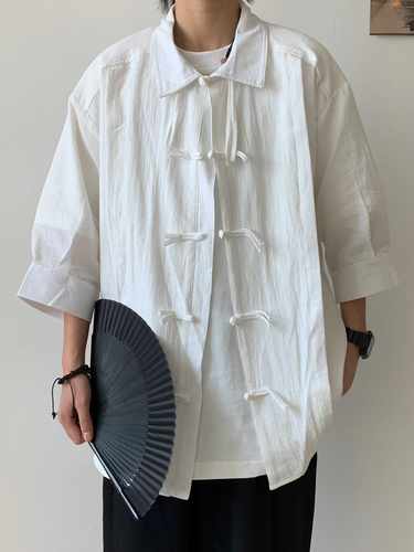 新中式复古盘扣衬衫短袖短袖