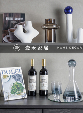 现代简约样板房厨房餐边柜层架酒具食谱书花器道具饰品网红摆件