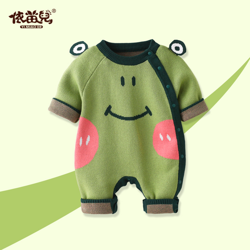婴儿连体衣毛衣套装纯棉春秋爬服