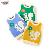 婴儿马甲新款 毛衣上衣洋气套头针织毛背心 男女童外穿春秋薄款