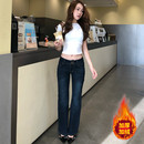 子 喇叭裤 MYFC复古加绒低腰微喇牛仔裤 女2025小个子辣妹弹力修身