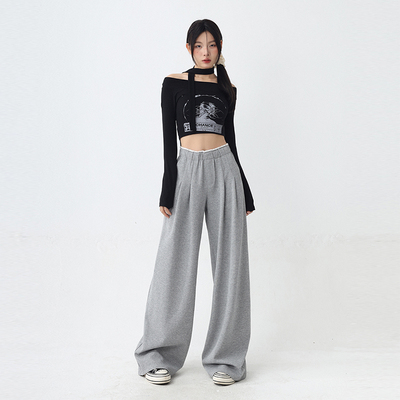 MYFC灰色假两件拼接卫裤女休闲裤