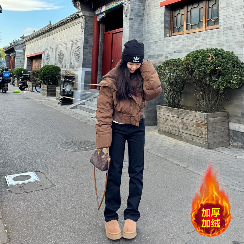 MYFC黑色窄版直筒牛仔裤女2025