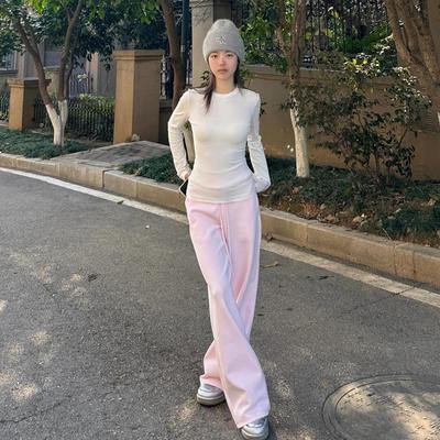 MYFC粉色卫裤女直筒运动休闲裤