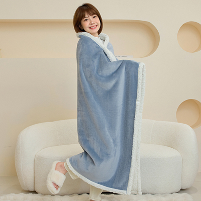 披肩毛毯双层加厚冬季保暖女懒人毯办公室午睡毯可穿式斗篷披风秋