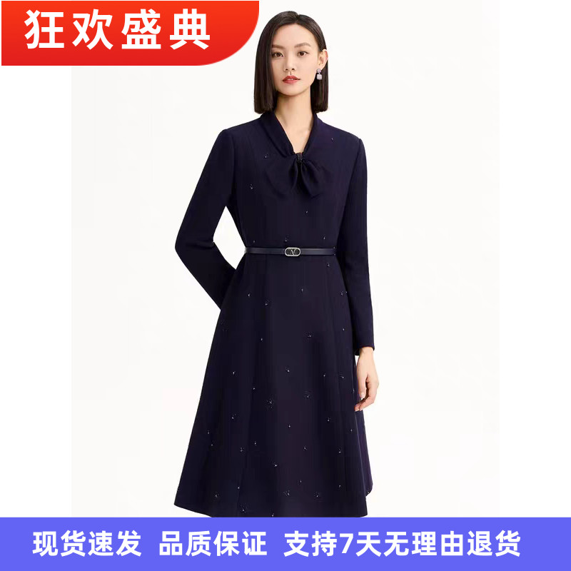 【配腰带】娜尔家商场同款2025年秋冬款新品时尚简约绵羊毛连衣裙