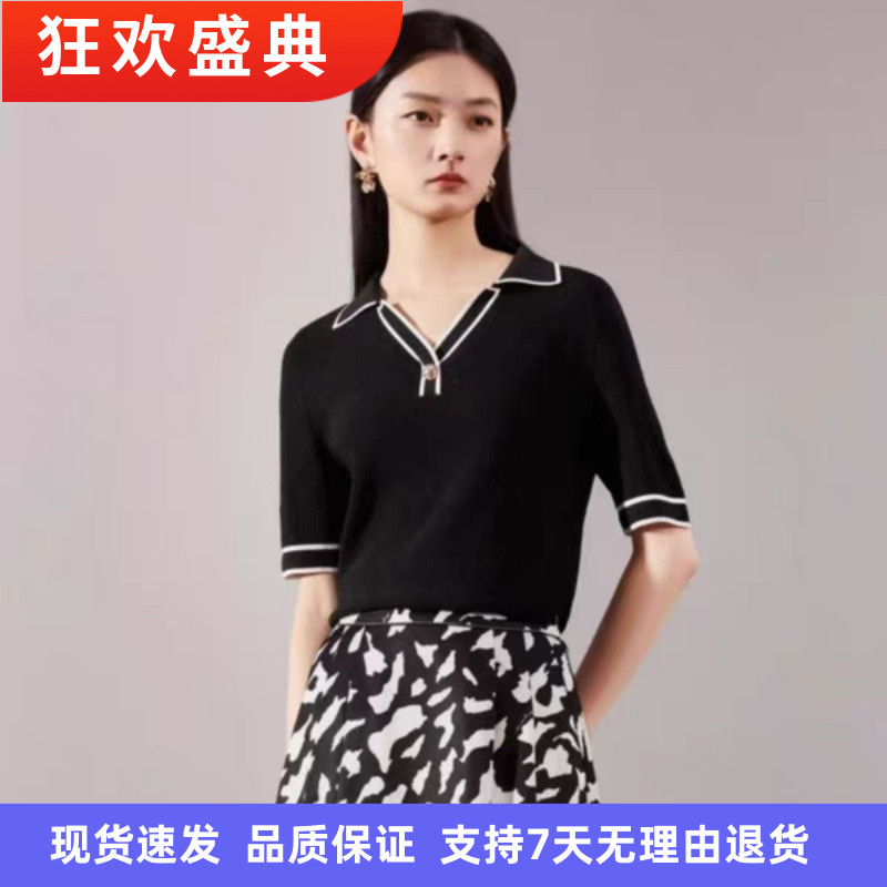 娜家商场同款2025年夏季新品时尚气质百搭减龄POLO针织衫上衣女