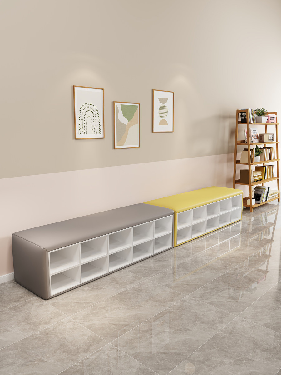 培训机构休息区小沙发幼儿园早教中心软袋换鞋凳家长休息区长凳