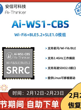 安信可WiFi6+蓝牙+星闪三合一模块Linux网卡Ai-WS1-CBS模组开发板