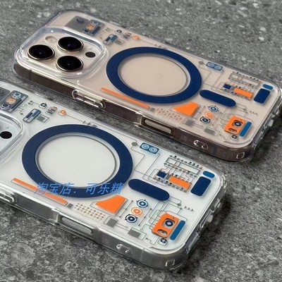 Spigen机械齿轮适用iphone16/15/14/13/12pro磁吸手机壳MagSafe保护套苹果c11 Chronos透明全包防摔个性外壳