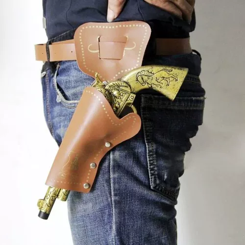 Джинсовый пистолет, ретро ремень, оружие, игрушка, аксессуар