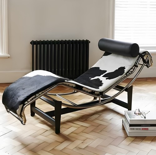 设计师LC4柯布西耶休闲椅办公室沙发躺椅客厅家用中古风可躺椅