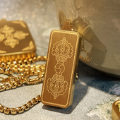 手绘迷你唐卡镶钻嘎乌盒1x3吊坠西藏护身符黄铜钛钢佛牌项链男女