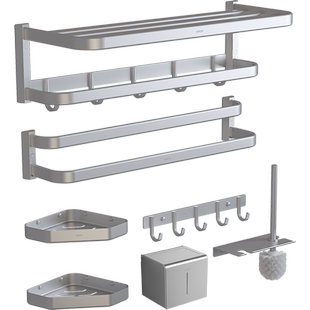 箭牌卫生间毛巾架免打孔浴室太空铝浴巾架置物架五金挂件卫浴套装