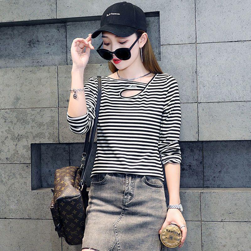 春秋条纹2025新款锁骨外穿