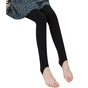 女童肉色薄绒踩脚打底裤一体绒中大童光腿神器黑色拉绒脚蹬保暖裤