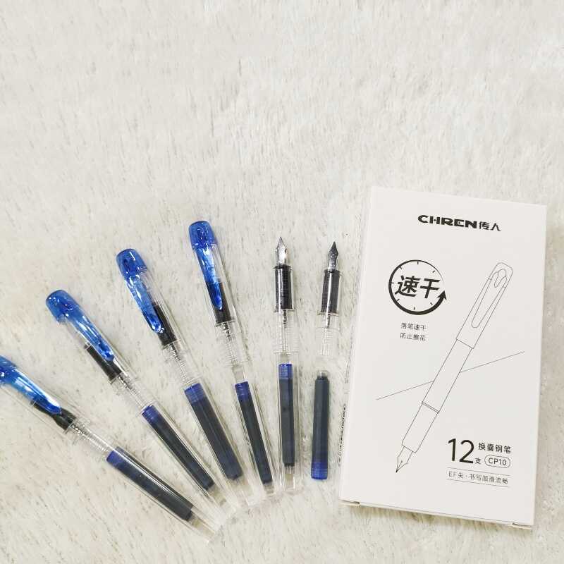 传人速干透明杆学生用钢笔写字练字不脏手换囊方便又好用的钢笔