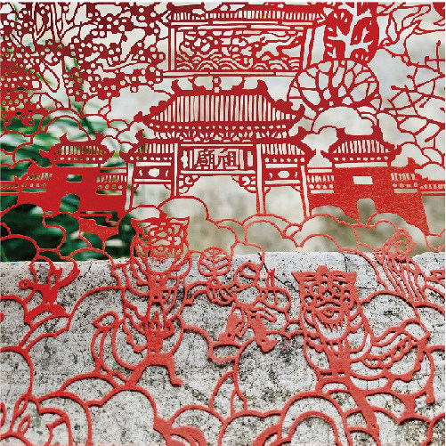 非遗文化佛山纯色剪纸十三非遗祖庙圣域纯手工文创工艺品家居装饰