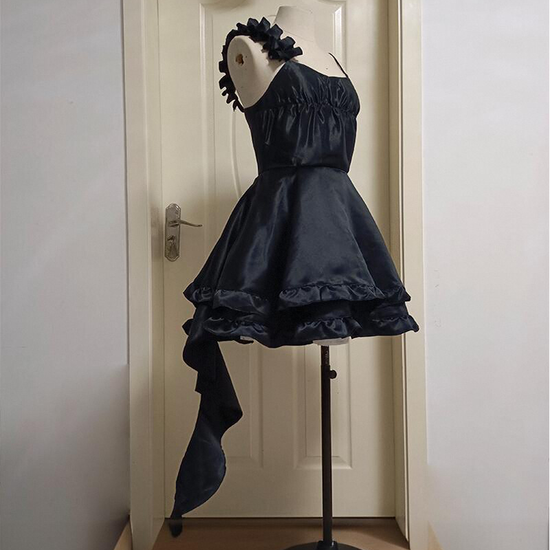 初音cos 未来深海少女cosplay服装黑色吊带连衣裙cos服