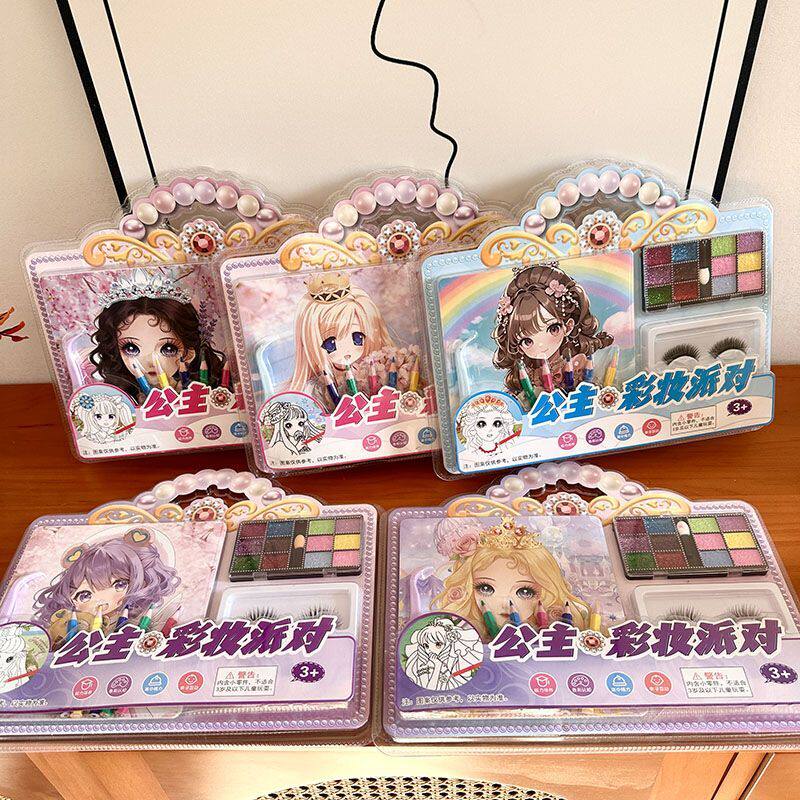 新款卡通彩妆派对6色蜡笔眼影彩妆画儿童益智涂鸦DIY益智水彩填色