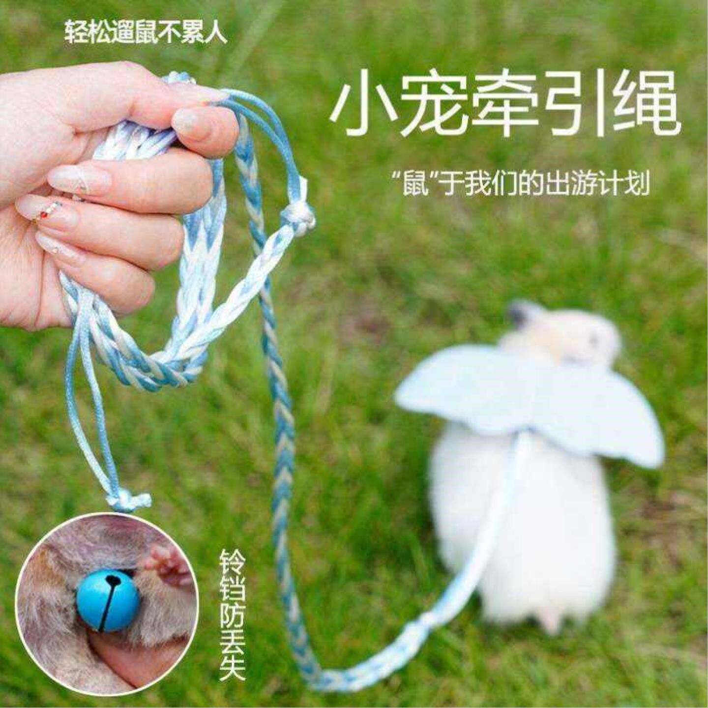 溜仓鼠牵引绳小宠外出天使绳子遛松鼠金丝熊龙猫花枝鼠背心防丢失