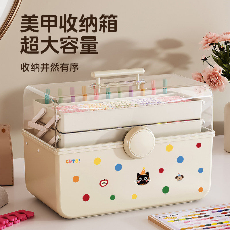 美甲工具箱收纳盒大容量三层指甲甲油胶用品盒子外出箱子上门专用