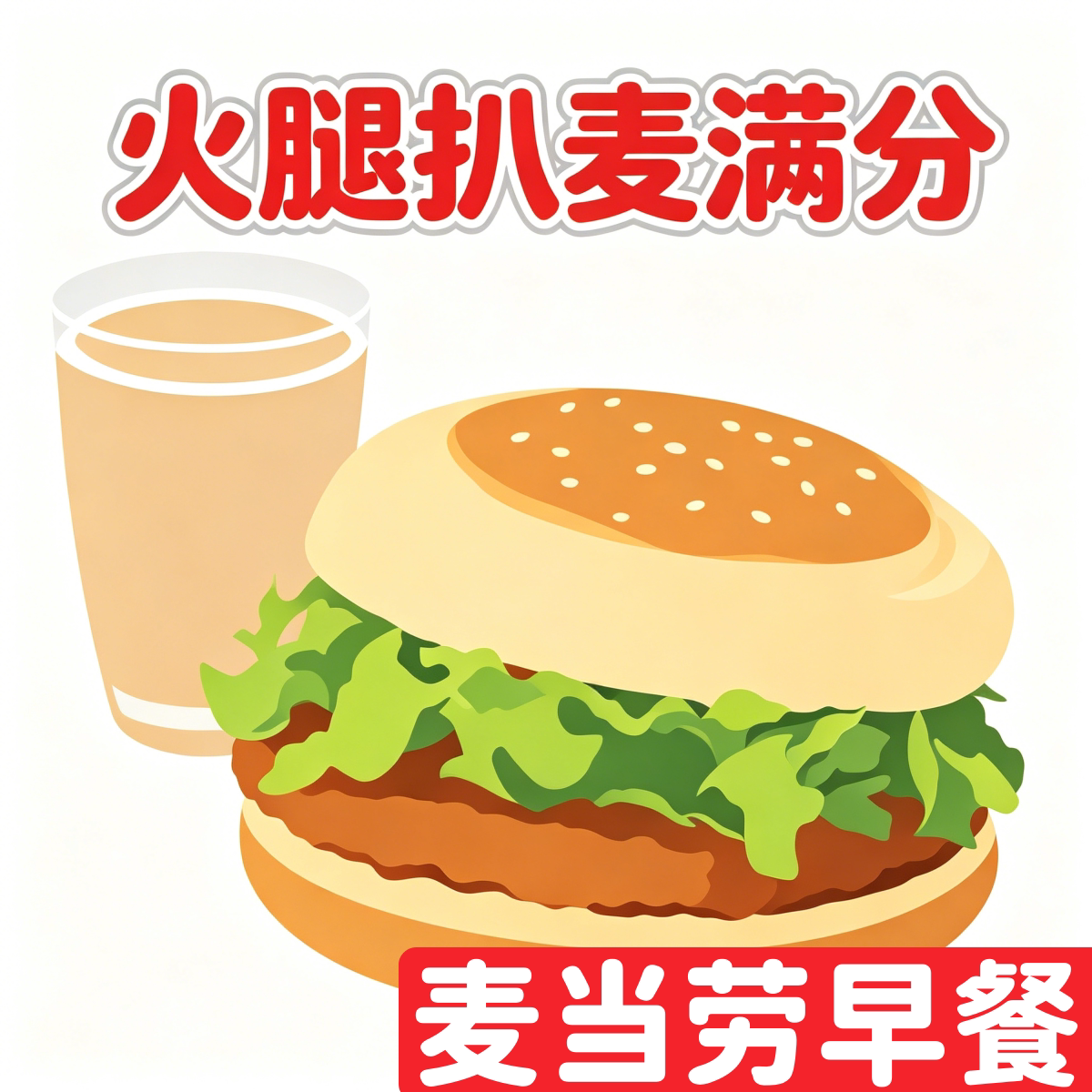 早餐火腿扒麦满分+咖啡/豆浆图片