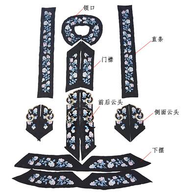 南雅集 古董衣二创琼花清汉女旗装人丝线马褂刺绣片diy自制辅料