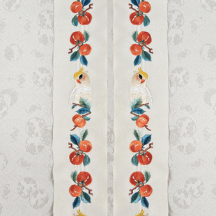 南雅集原创 柿子鹦鹉窄衣缘绣片万历长衫褙子袄裙袖口等汉服辅料