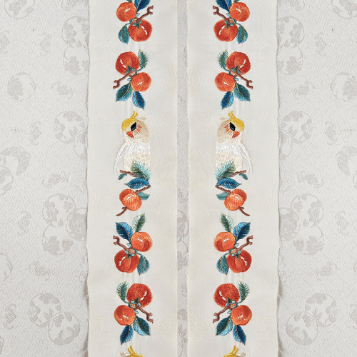 南雅集原创 柿子鹦鹉窄衣缘绣片万历长衫褙子袄裙袖口等汉服辅料