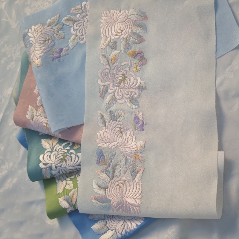 南雅集 机绣仿苏绣绣品diy辅料袖口衣缘国风新中式汉服蝶恋花丝线